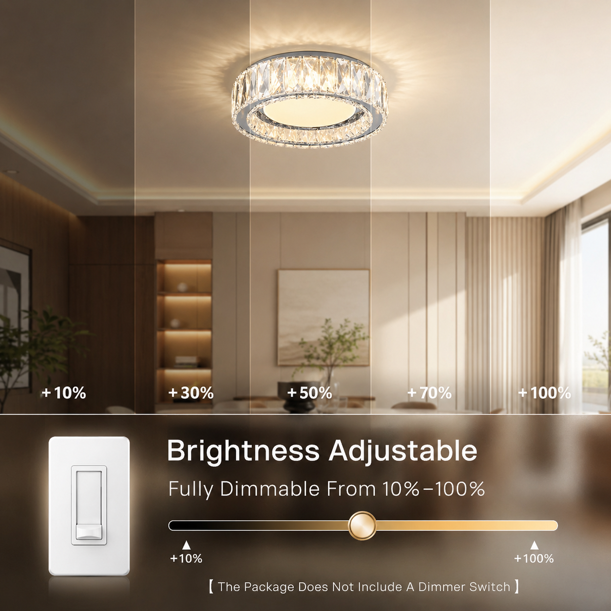 Black Crystal LED Ceiling Light 11 Inch 24W